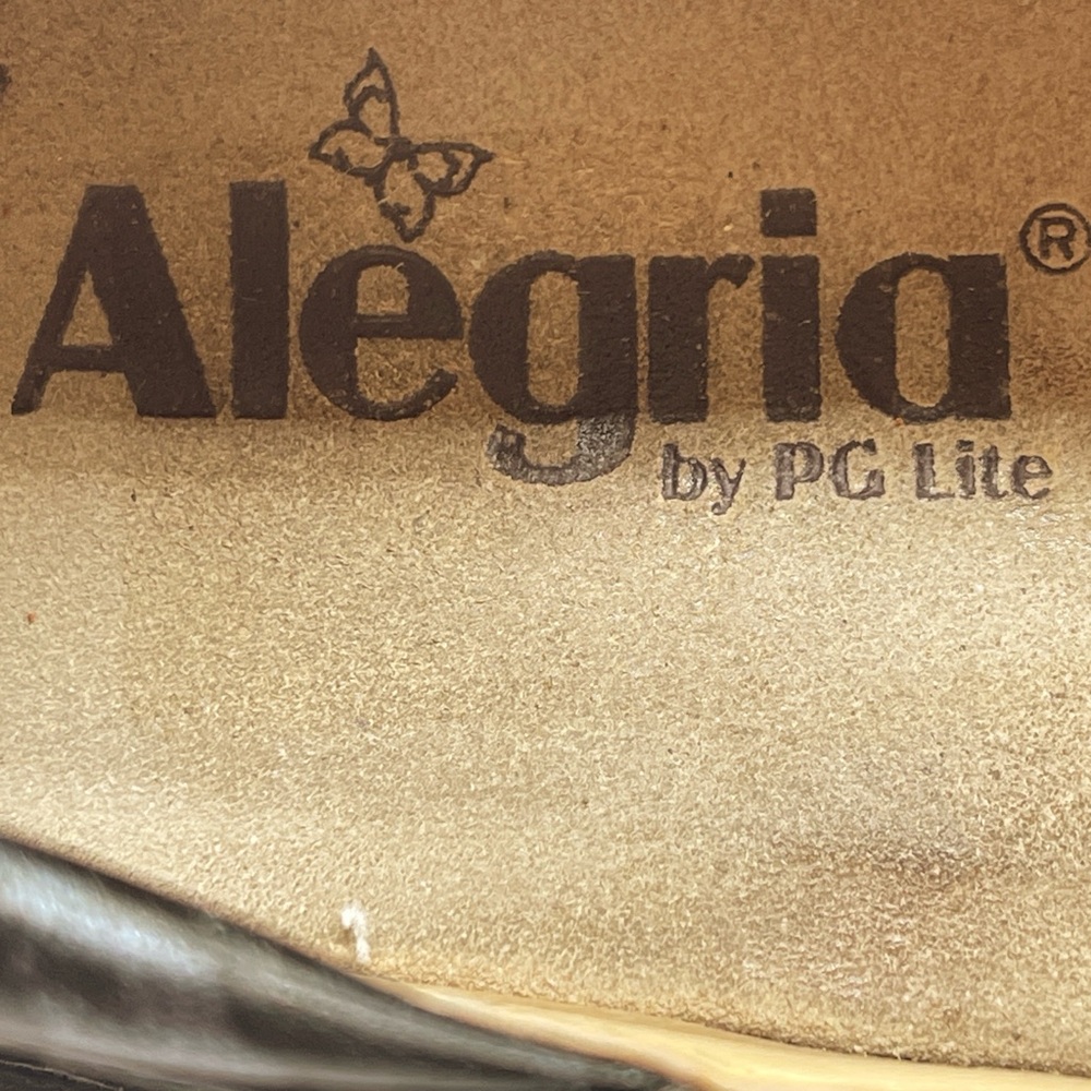 Alegria Alli Black Leather Floral Slide On Slip Resistant Comfort Nurse Clog - Picture 13 of 16